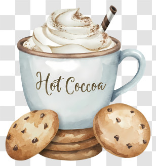 Hot Cocoa - Cup Of Hot Cocoa With Cookies And Whipped Cream Transparent PNG