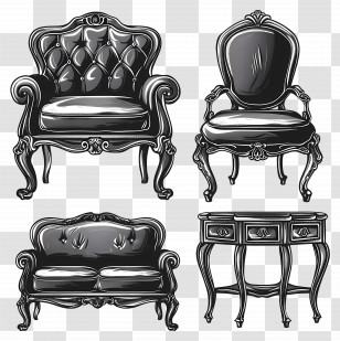Antique Furniture - Vintage Furniture Set With Classic Design Transparent PNG