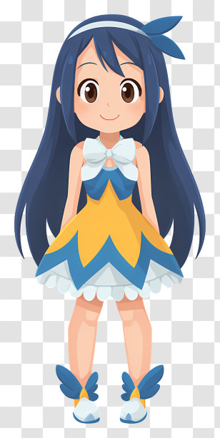 Wendy Marvell - Cute Blue-Yellow Anime Girl Transparent PNG