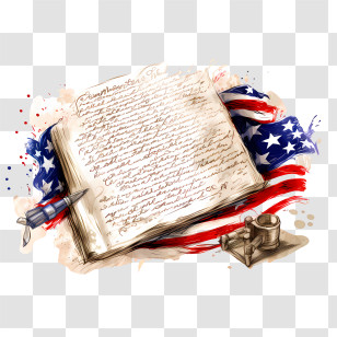 Constitution Day And Citizenship Day - Historic Document With American Flag And Writing Tools Transparent PNG