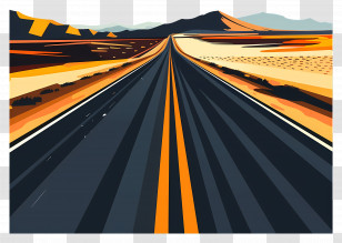 Highway Road - Long Road Through Scenic Landscape Transparent PNG