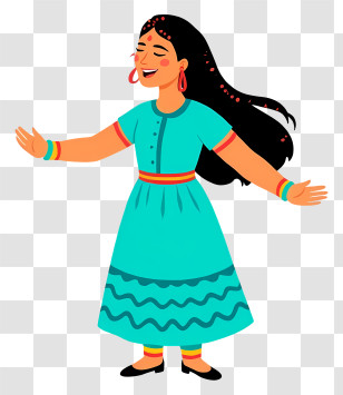 Indian Woman Standing - Dancing Woman In Traditional Dress Transparent PNG