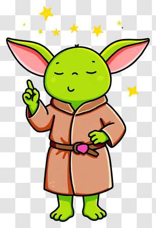 Kawaii Alien - Wise Green Baby Alien Pointing Transparent PNG