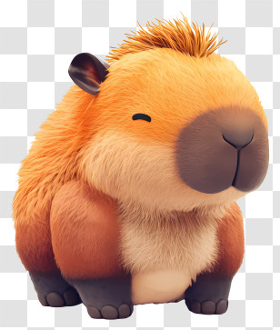 Cute Capybara - Fluffy Brown Capybara Plush Transparent PNG