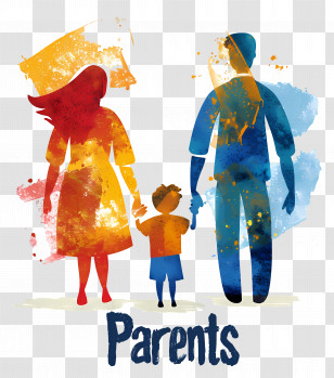Global Day Of Parents - Artistic Family Illustration Featuring Parents And Child Transparent PNG