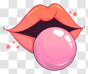 Lips Blowing Bubblegum - Pink Bubble Gum With Lips Transparent PNG