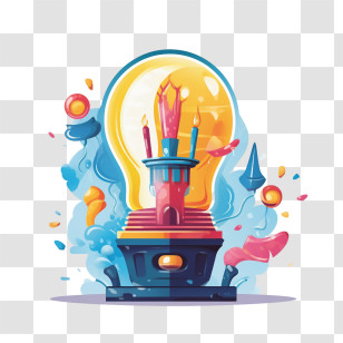 Cartoon Bulb Light
 - Creative Colorful Lightbulb Concept Art Transparent PNG