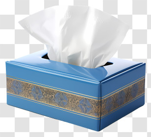 Realistic Style Tissue Box - Blue Tissue Box With Decorative Design Transparent PNG