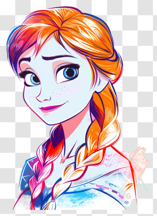 Frozen Anna Princess - Animated Girl With Braids Transparent PNG