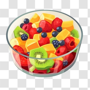 Fruit Salad - Colorful Fruit Salad Bowl With Mixed Fruits Transparent PNG