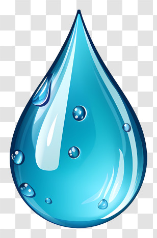 Flat Water Drop - Transparent Glossy Blue Droplet With Reflections Transparent PNG