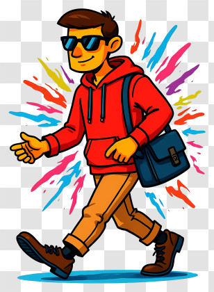 Man Walking To Work - Casual Person With Backpack Transparent PNG