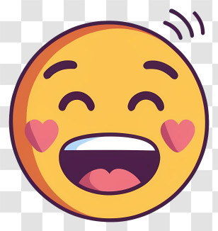 Cartoon - Happy Emoji With Heart Cheeks Illustration Transparent PNG