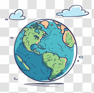 Cartoon Earth Globe - Cute Cartoon Earth Globe Illustration Transparent PNG