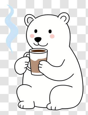 Polar Bear - White Bear Enjoying Coffee Transparent PNG