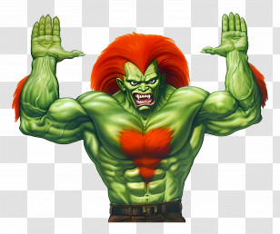 Blanka - Green Monster With Orange Hair Transparent PNG