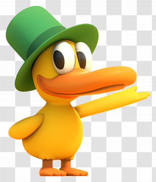 Pocoyo Pato - Cartoon Duck Wearing Green Hat Transparent PNG