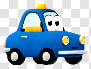Cute Elements - Cute Blue Cartoon Car Transparent PNG