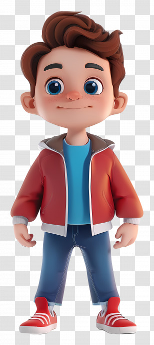 3d Cartoon Boy - Cartoon Boy In Orange Jacket Transparent PNG
