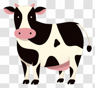 Cute Cow - Black And White Cow Cartoon Illustration Transparent PNG