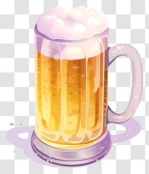 Glass Mug - Cartoon Style Beer Mug With Froth Transparent PNG