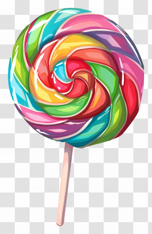 Candy - Colorful Swirled Lollipop Candy Transparent PNG