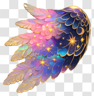 Pearlescent Wings - Galaxy Feathered Wing Illustration Transparent PNG