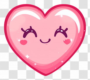 Kawaii Heart - Pink Smiling Heart Illustration Transparent PNG
