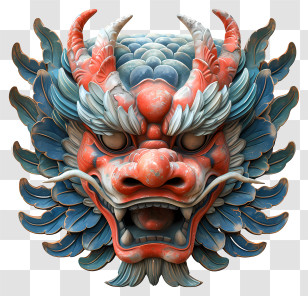 Dragon Face - Intricate Dragon Mask Art Transparent PNG