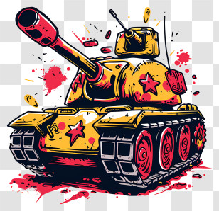 Cartoon Tank - Cartoon Illustration Of Yellow Tank Transparent PNG