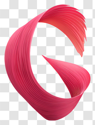 Pink Curved Shape - Red Spiral Ribbon Decoration Transparent PNG