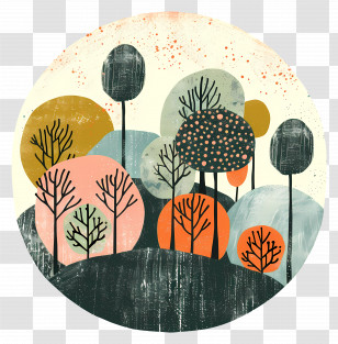 Forest - Abstract Trees In Circular Design Transparent PNG