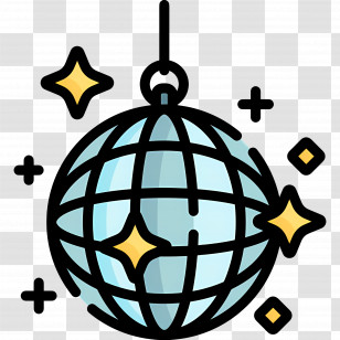 Mirror Ball - Disco Ball Illustration With Sparkles Transparent PNG