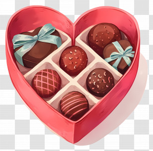 Box Of Chocolates - Heart-shaped Box Of Chocolates With Blue Ribbon Transparent PNG