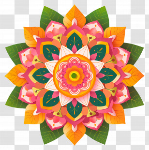 Pookalam - Colorful Rangoli Design For Diwali Transparent PNG
