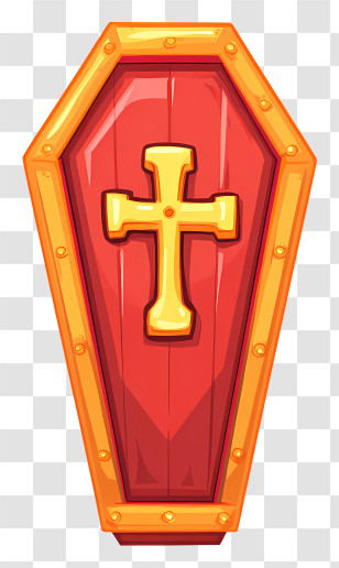 Cartoon Coffin With Cross - Red Coffin With Cross Design Transparent PNG