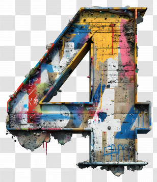 Number 4 - Graffiti Number Four Transparent PNG