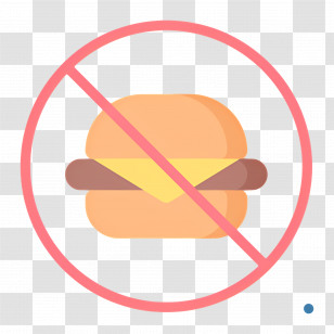 No Food - No Fast Food Sign With Burger Illustration Transparent PNG