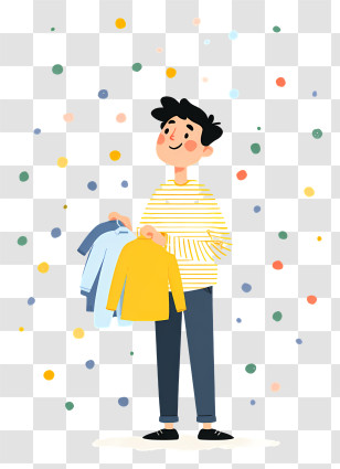 Cartoon Person Holding Clothes - Man Choosing Clothes Illustration Transparent PNG