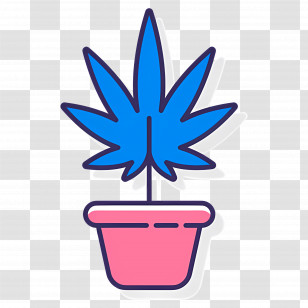 Cannabis Leaf - Potted Plant With Blue Leaves Transparent PNG