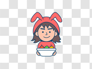 Bunny Costume - Child In Bunny Ears Holding Basket Of Eggs Transparent PNG