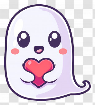 Cute Ghost - Adorable Ghost Holding A Heart Transparent PNG