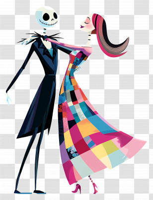 Nightmare Before Christmas - Skeleton And Patchwork Girl In Love Transparent PNG