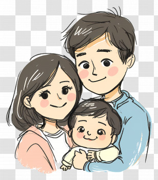 Family - Happy Family Cartoon Illustration Transparent PNG