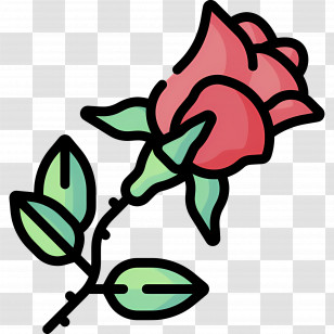 Rose Flower - Pink Rose With Leaves Transparent PNG