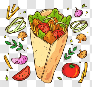 Pita Bread - Delicious Shawarma Wrap With Fresh Ingredients Transparent PNG