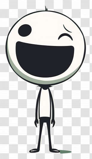 Stick Figure Laughing - Happy Cartoon Character With Big Smile Transparent PNG