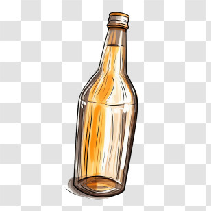 Beer Bottle - Empty Glass Bottle In Illustration Style Transparent PNG