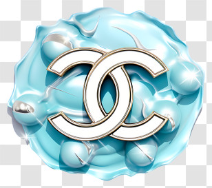 Chanel Logo - Elegant Blue And Pearl Logo Transparent PNG