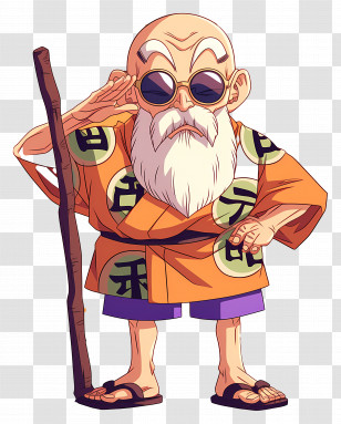 Master Roshi - Wise Old Man With Staff Transparent PNG